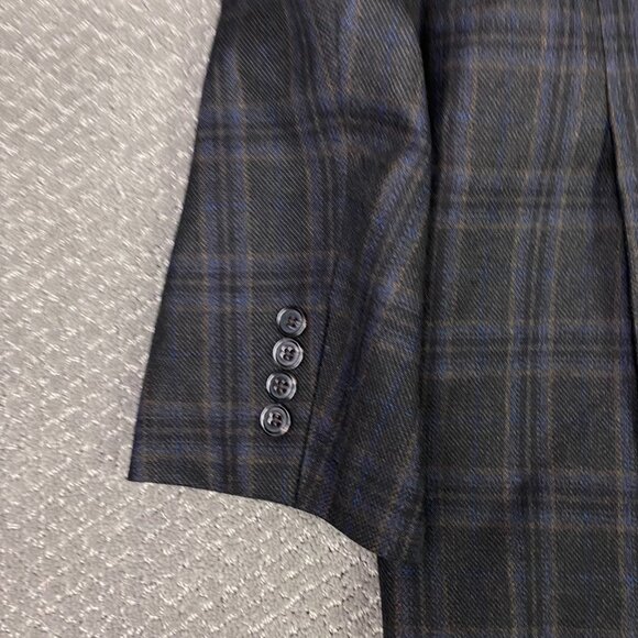Lauren Ralph Lauren Wool Blazer Sport Coat Men's 44L Brown Blue Windowpane Plaid - Picture 5 of 15
